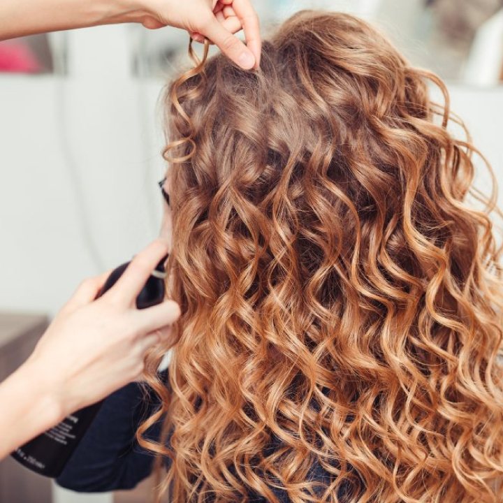 Close-up of defined copper ringlets